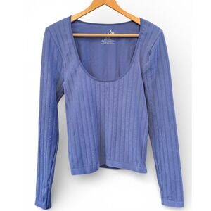 Periwinkle M/L Intimately Free People Ribbed Long Sleeve Scoop Neck Layering Top
